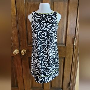 IN Studio Sz 6 White Black Yellow Dress W 32 P2P 34 L 21